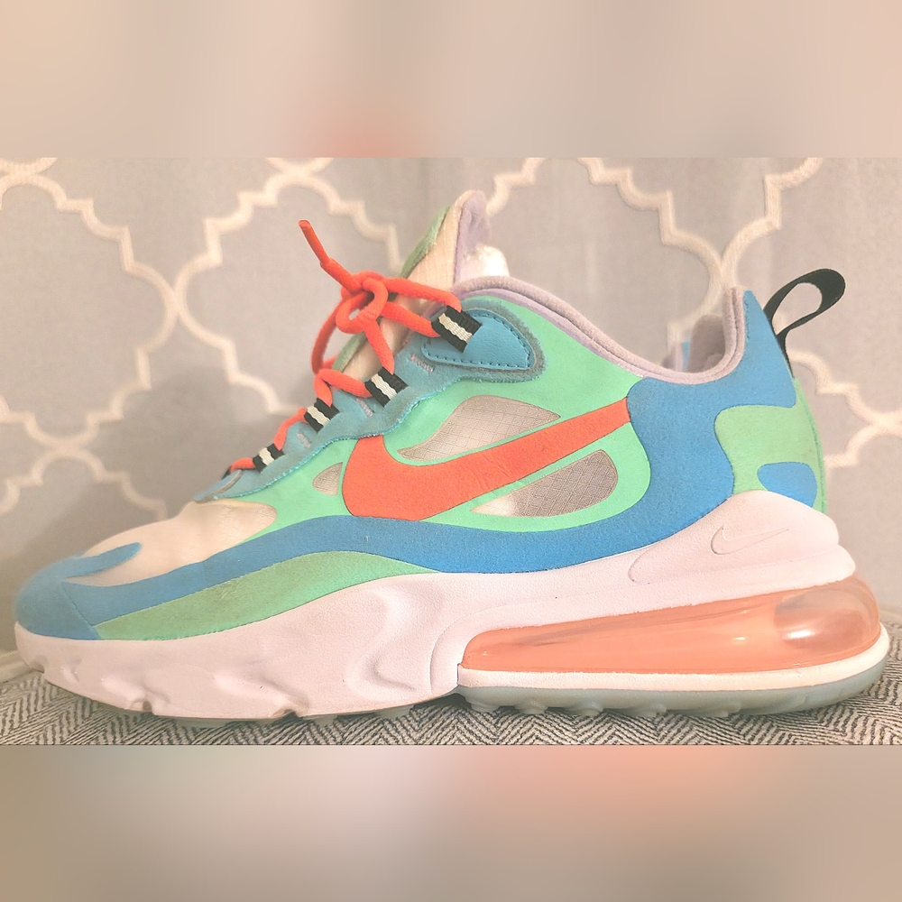 Nike Women’s Air Max 270 React Athletic Shoe - Coral/Teal/Blue